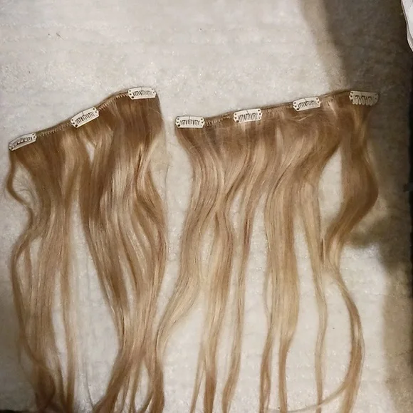 2 Natural Hair Clip Ins. Natural Medium Brown to Platinum.